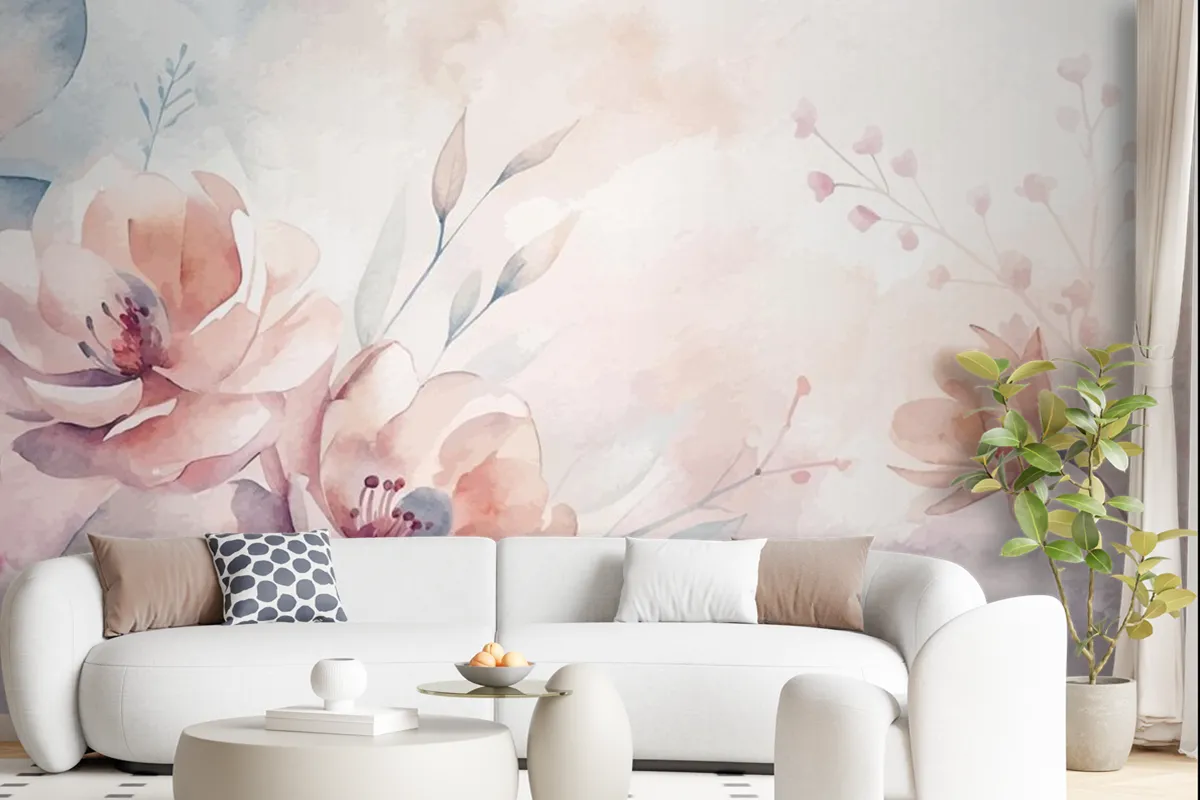 Beautiful Watercolor Flower Background Wallpaper Mural