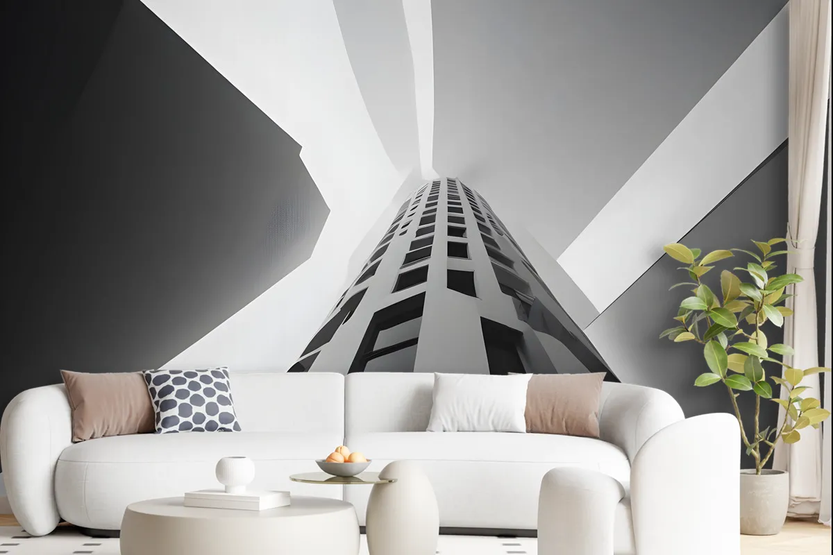 Black And White Architectural Firstperson Perspective Wallpaper Mural