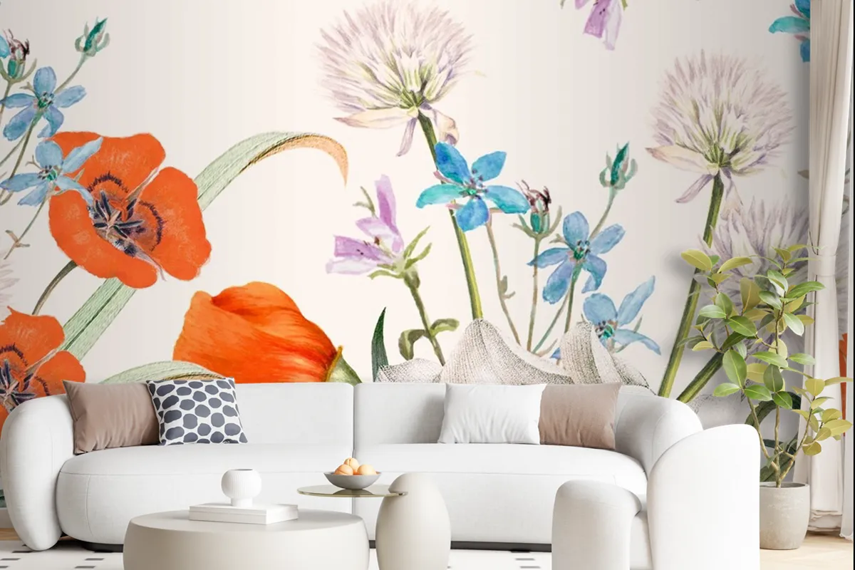 Blooming Spring Floral Pattern Wallpaper Mural