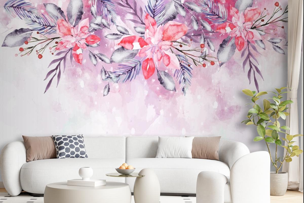 Blooming Watercolor Flowers For Wallpaper Concept Wallpaper Mural