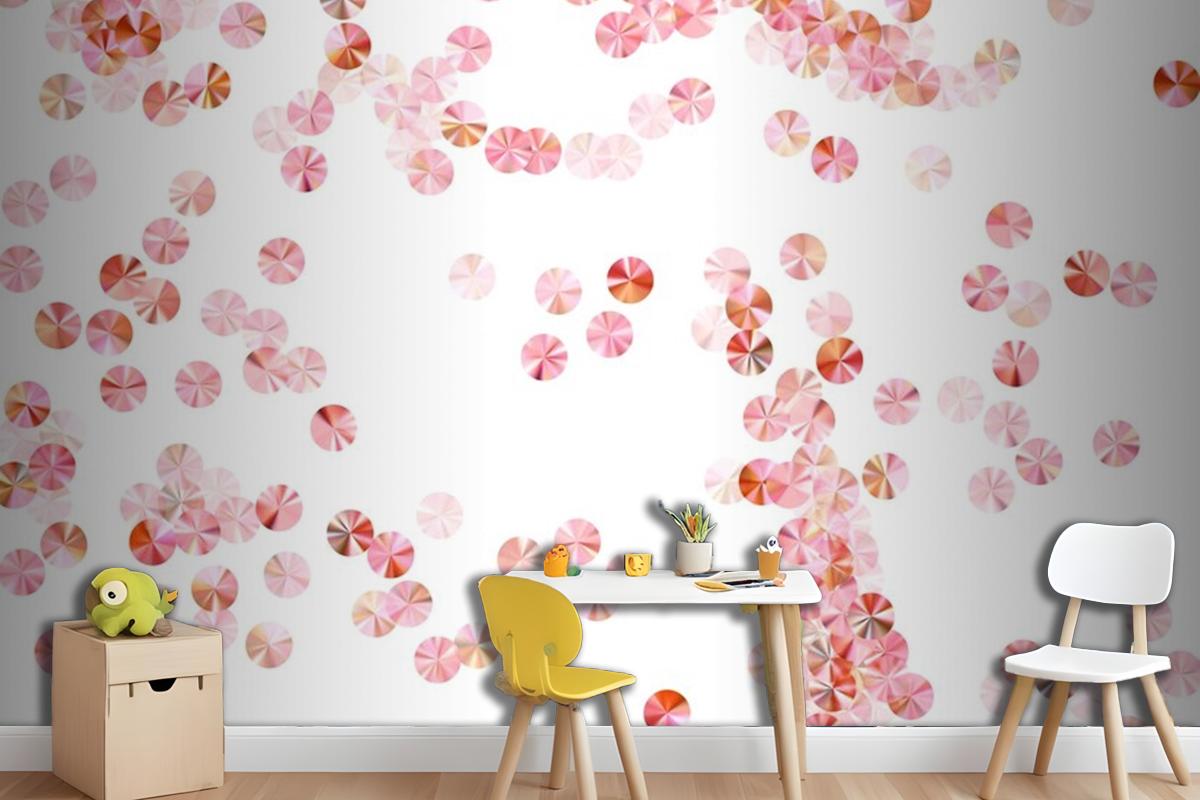 Blush Pink Beads Confetti Scatter Vector Composition Rhythmic Wallpaper Mural