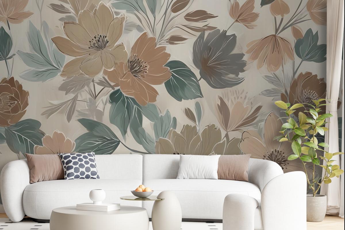 Bohemian Style Anemone Floral Bouquet Wallpaper Mural