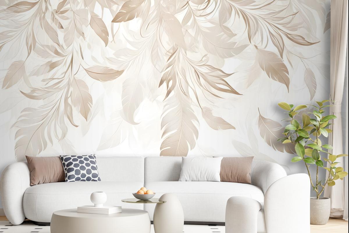 Boho Abstract Banana Leaf Art Wallpaper Mural