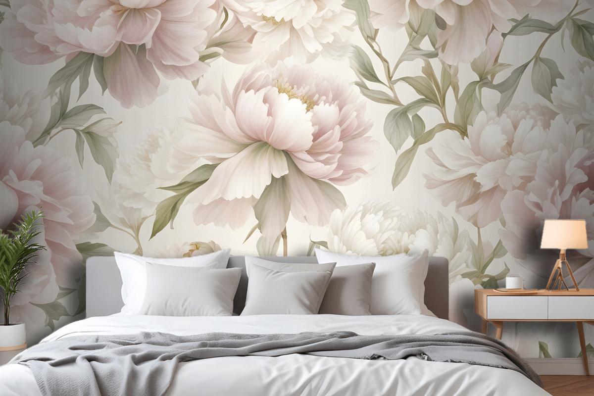 Closeup View Of A Floral Pattern Featuring Large Wallpaper Mural