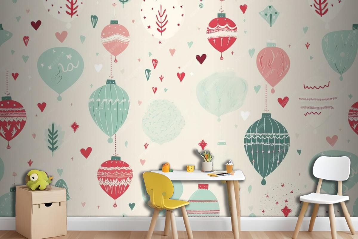 Colorful Christmas Seamless Pattern Wallpaper Mural