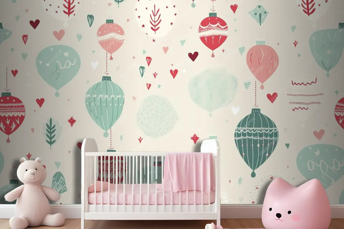 Colorful Christmas Seamless Pattern Wallpaper Mural