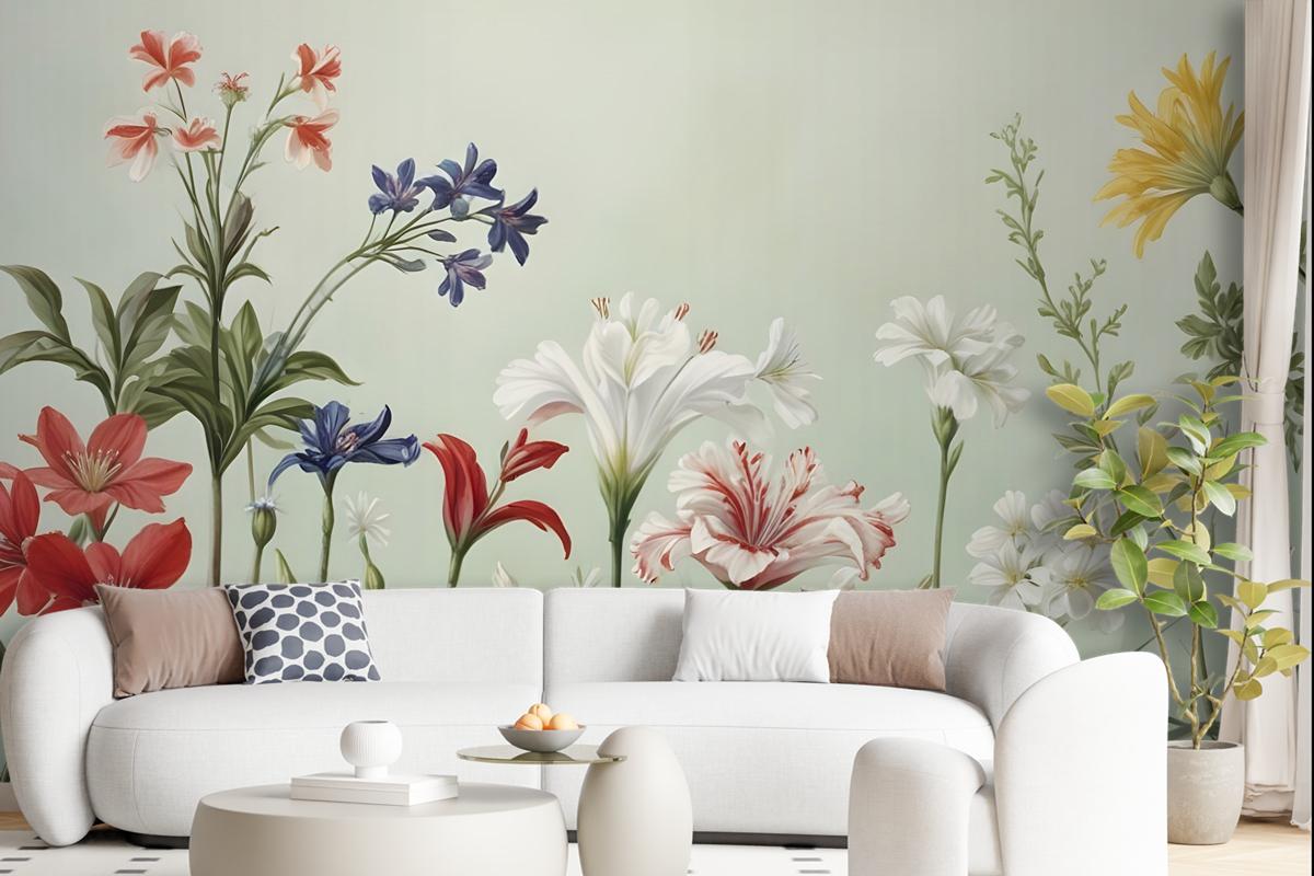 Colorful Plants And Flowers Wallpaper Mural