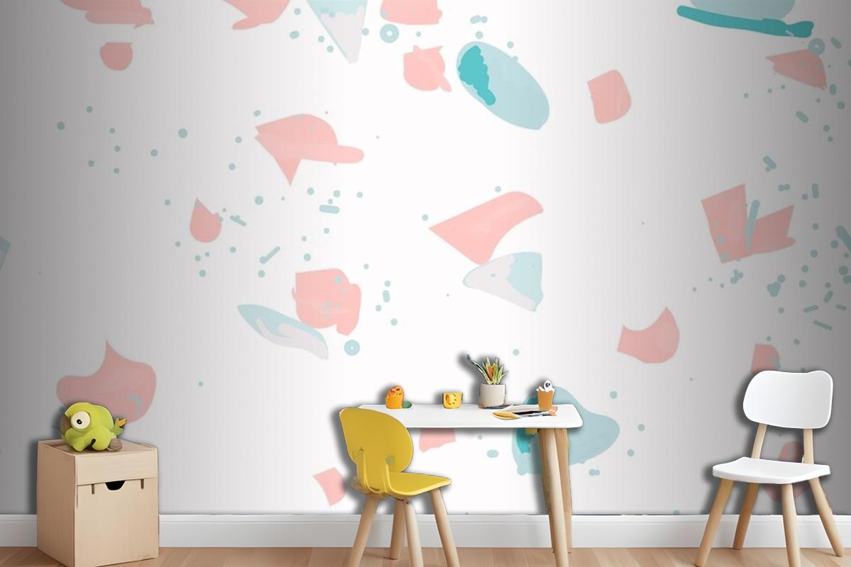 Colorful Terrazzo Abstract Background Seamless Pattern In Pink And Blue Wallpaper Mural