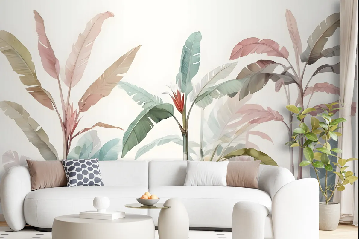 Colorful Tropical Banana Tree Wallpaper Mural