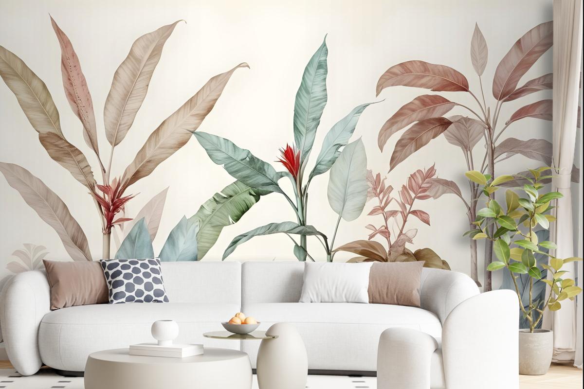 Colorful Tropical Banana Tree Wallpaper Mural