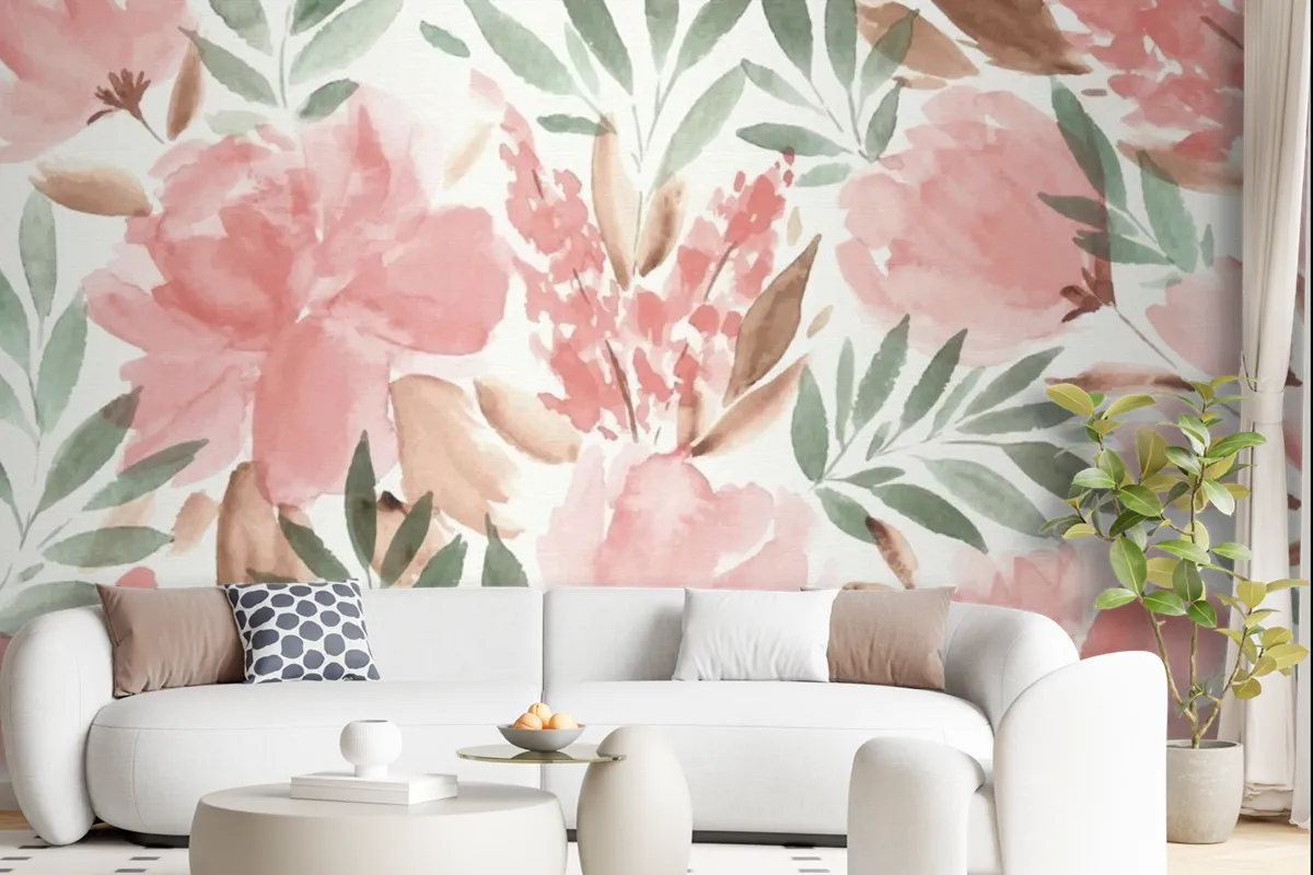 Colorful Watercolor Floral Background Wallpaper Mural