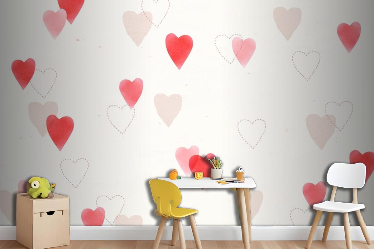 Cute Love Pattern Background Wallpaper Mural