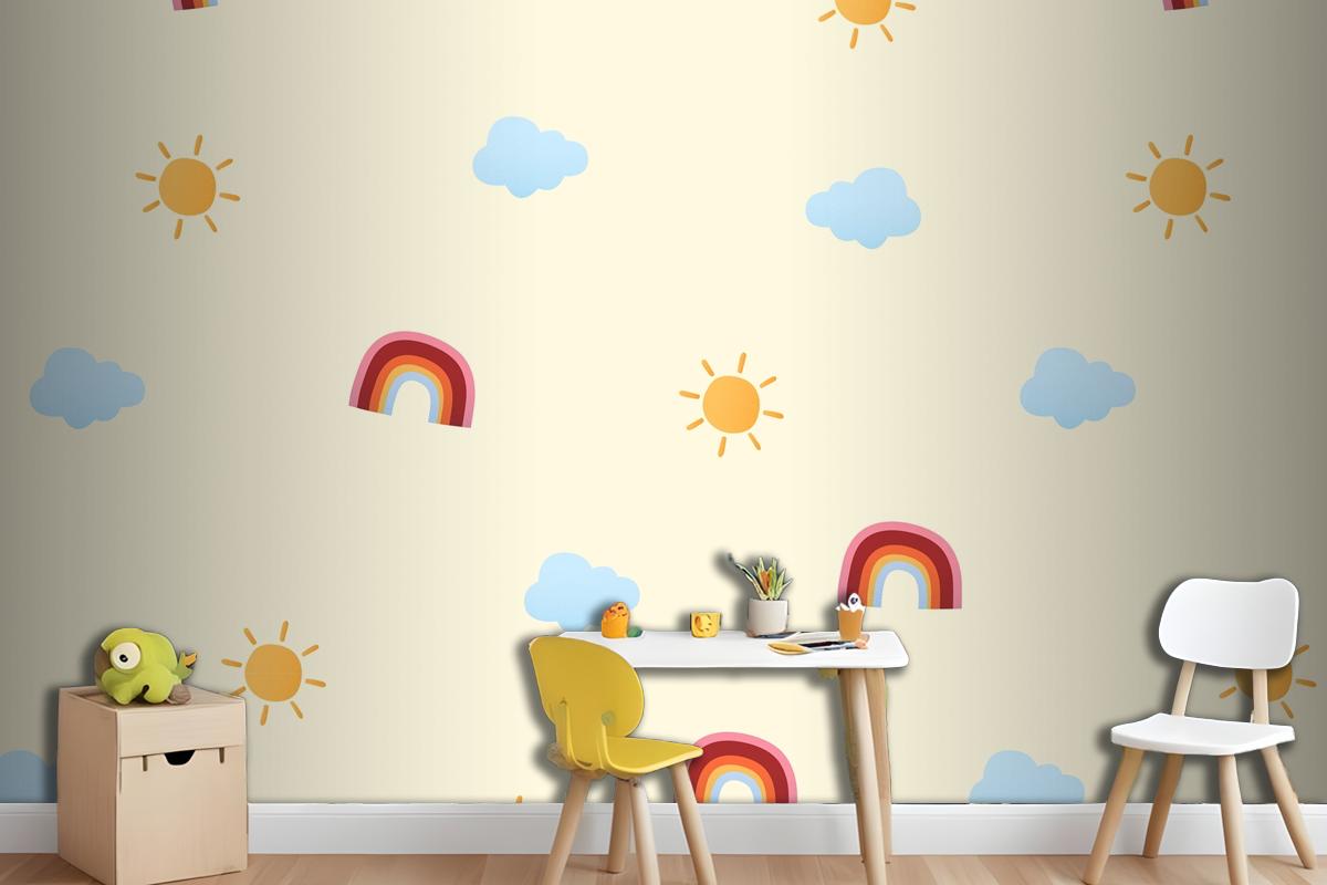 Cute Weather Pattern Background Wallpaper Mural