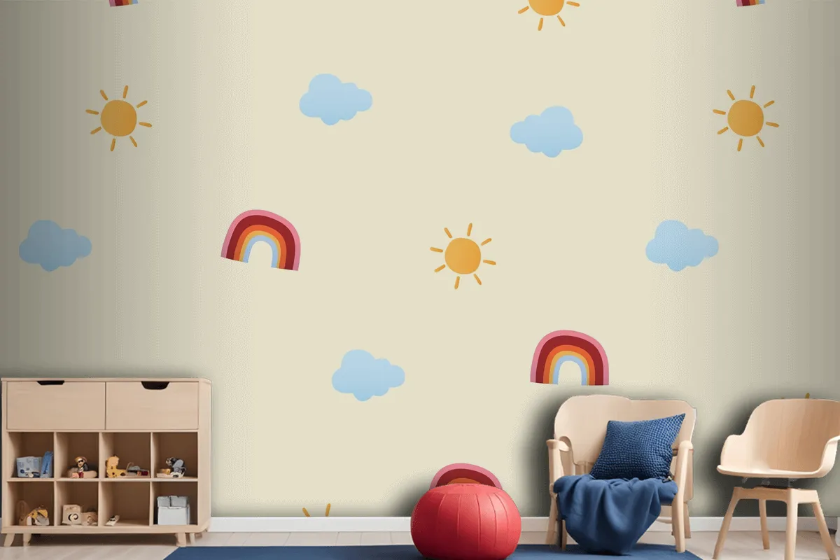 Cute Weather Pattern Background Wallpaper Mural