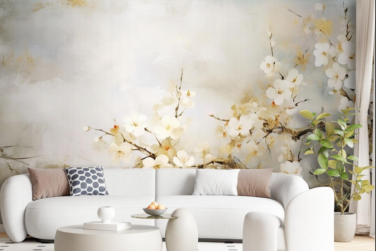 Modern Abstract Art Watercolor Floral Wallpaper Mural