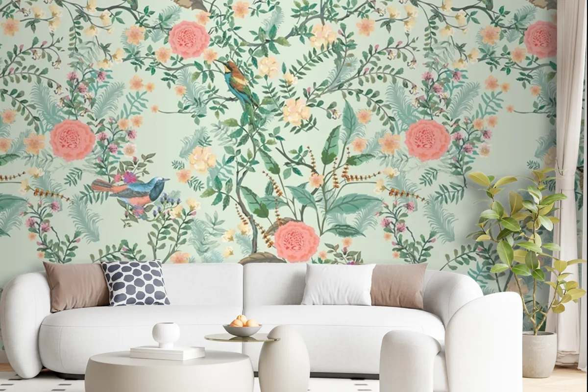 Vintage Decorative Garden Seamless Pattern For Wallpaper Mural