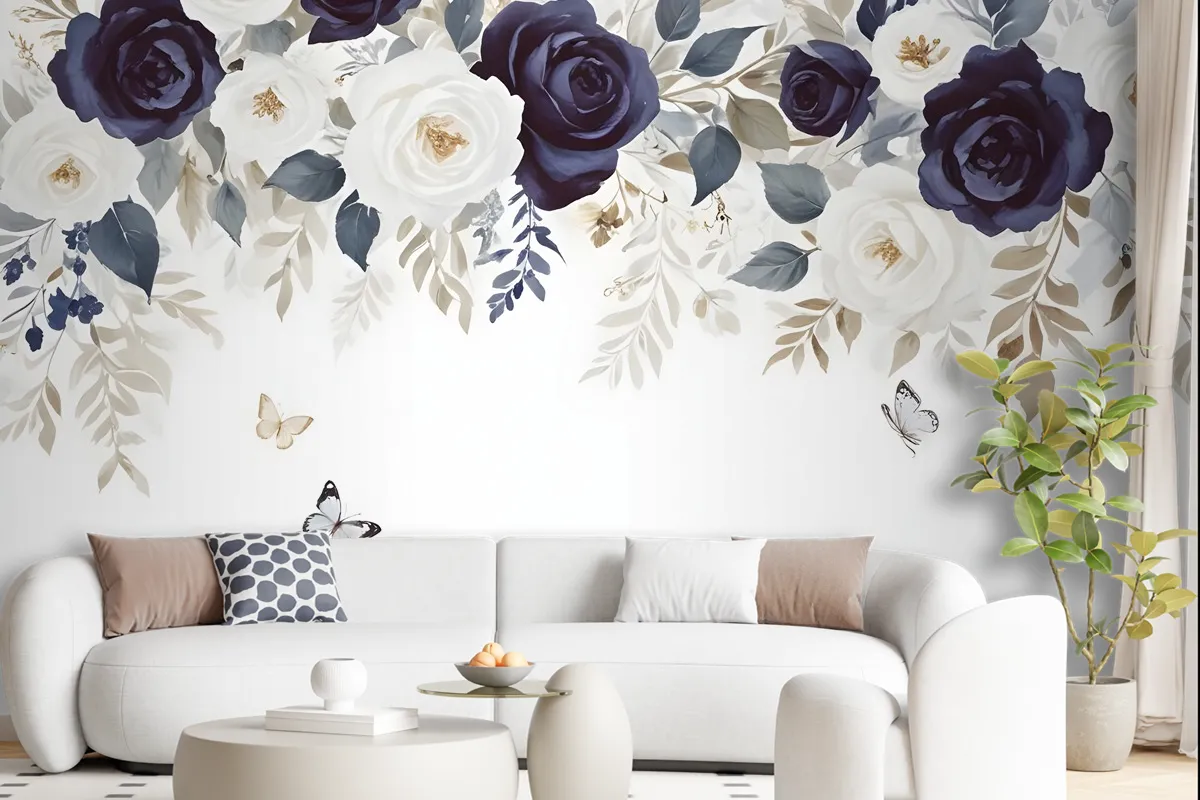 Dark Floral Art Wallpaper Mural