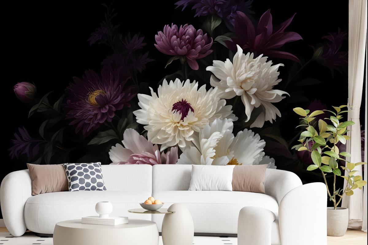 Dark Garden Florals Wallpaper Mural