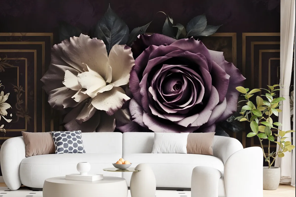 Dark Rose Floral Wallpaper Mural