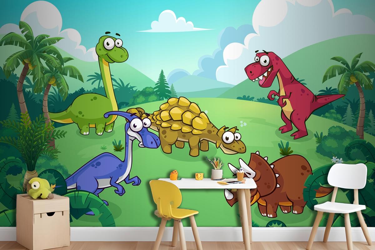 Dinosaur In A Wild Wallpaper Mural