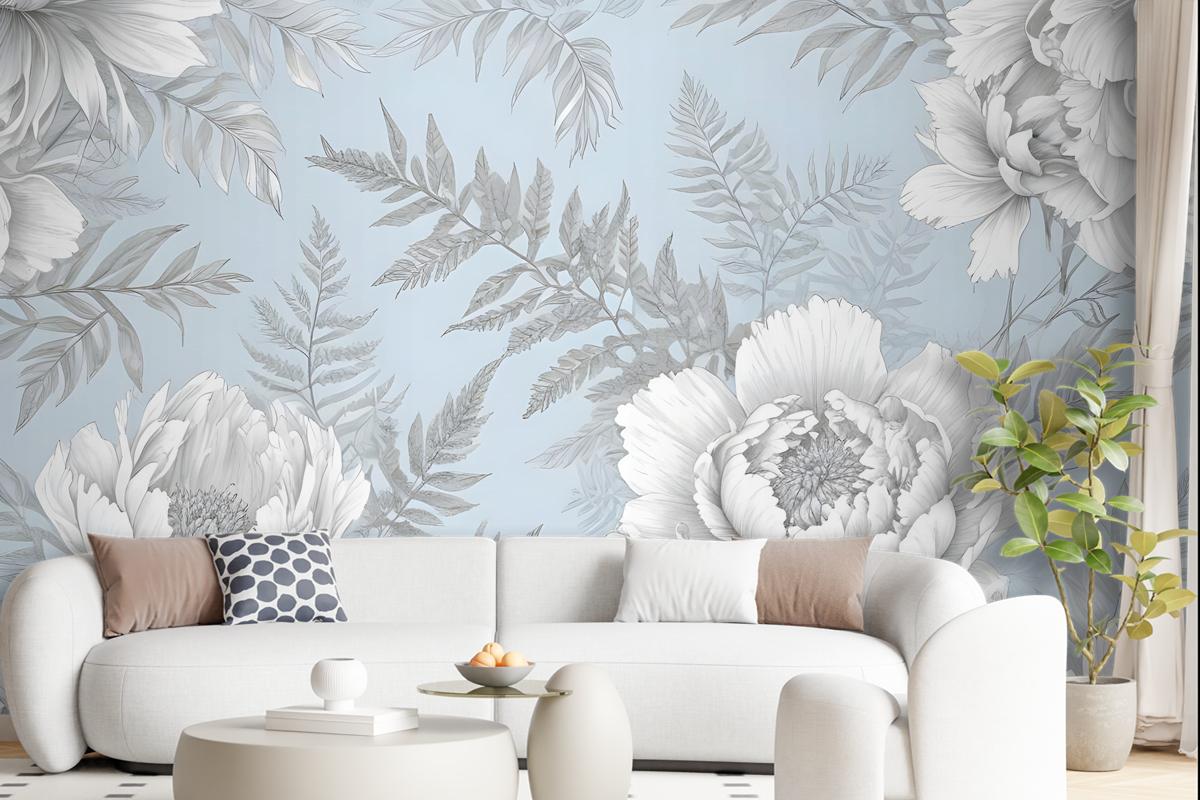 Drawing Floral Bouquet Art Wallpaper Mural