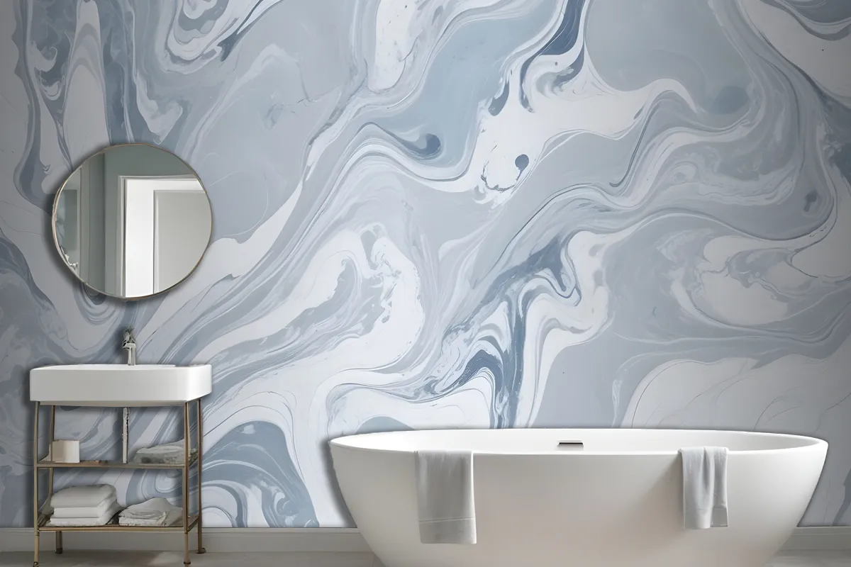 Drift Blue Marbled Wallpaper Mural