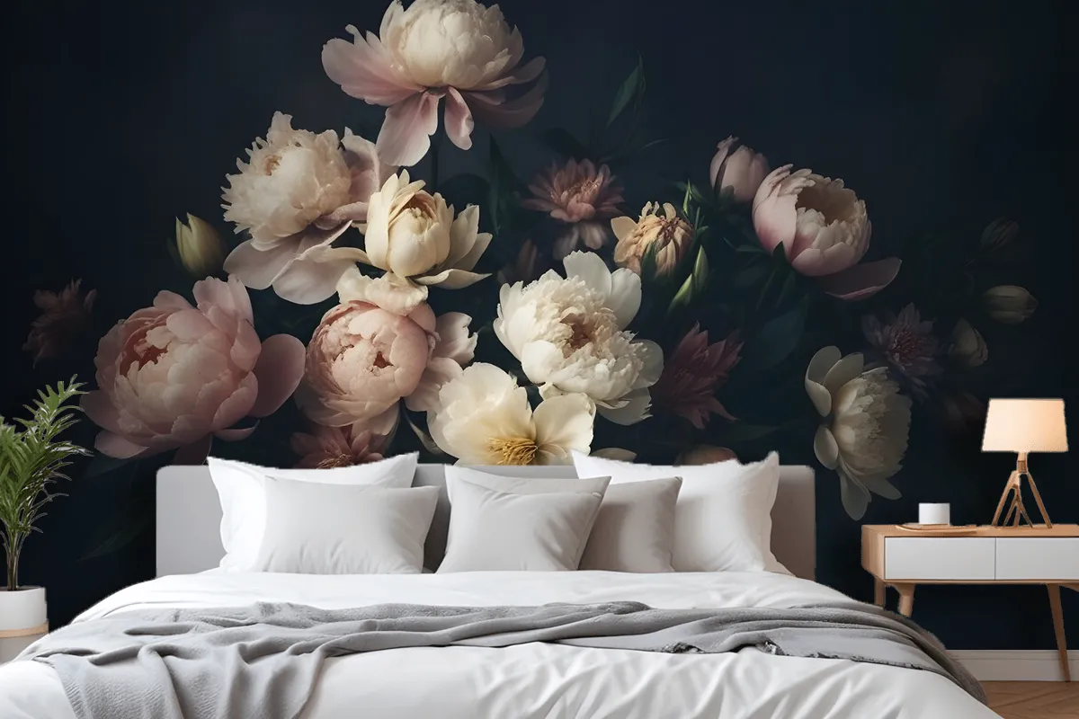 Dutch Dark Floral Wallpaper Mural