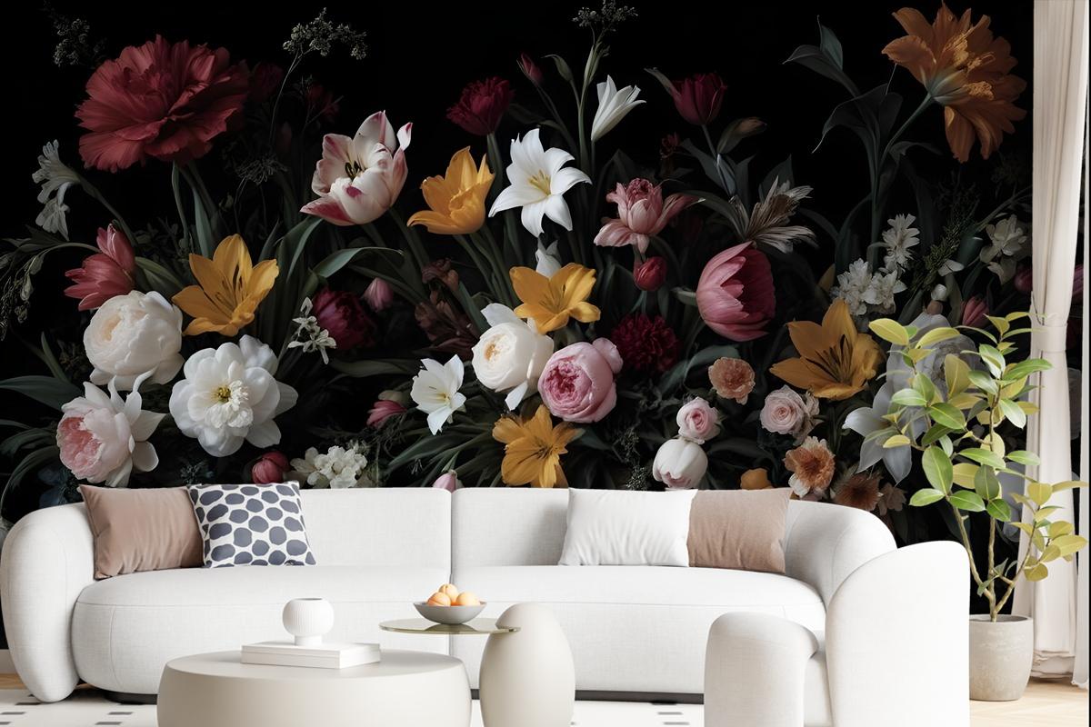 Dutch Dark Flowers Wallpaper Mural