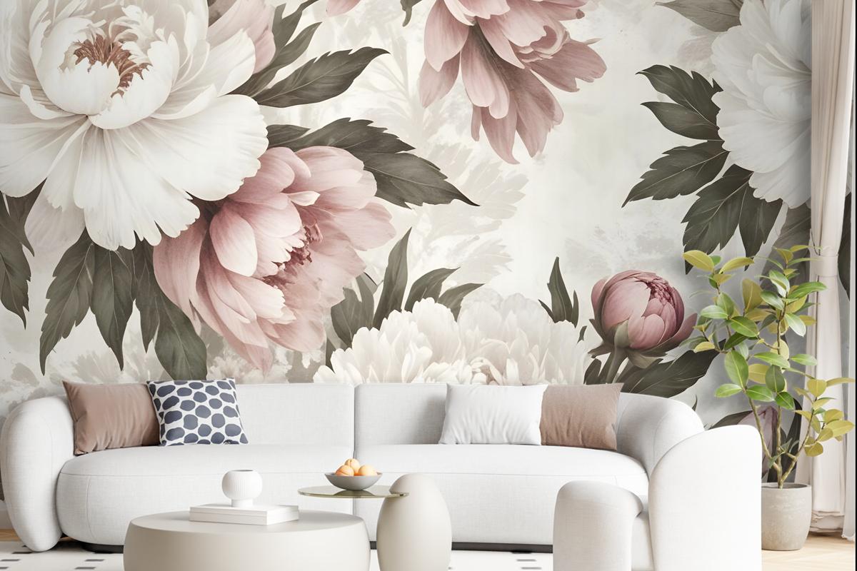 Dutch Pink Peony Floral Wallpaper Mural