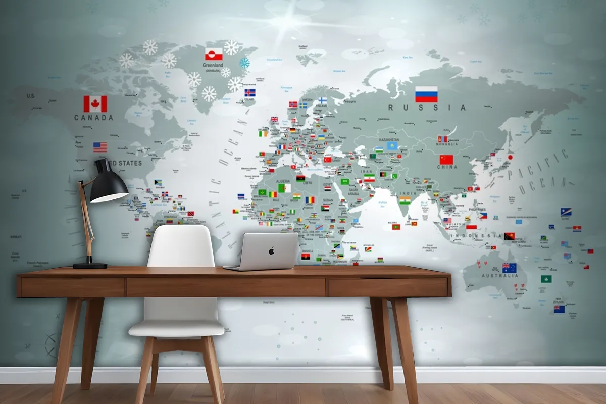 Educational World Map Wallpaper Mural