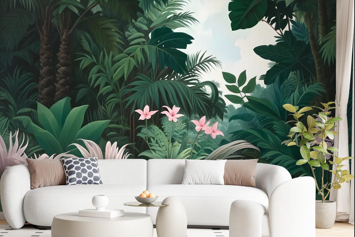 Exotic Forest Painting Landscape Wallpaper Mural