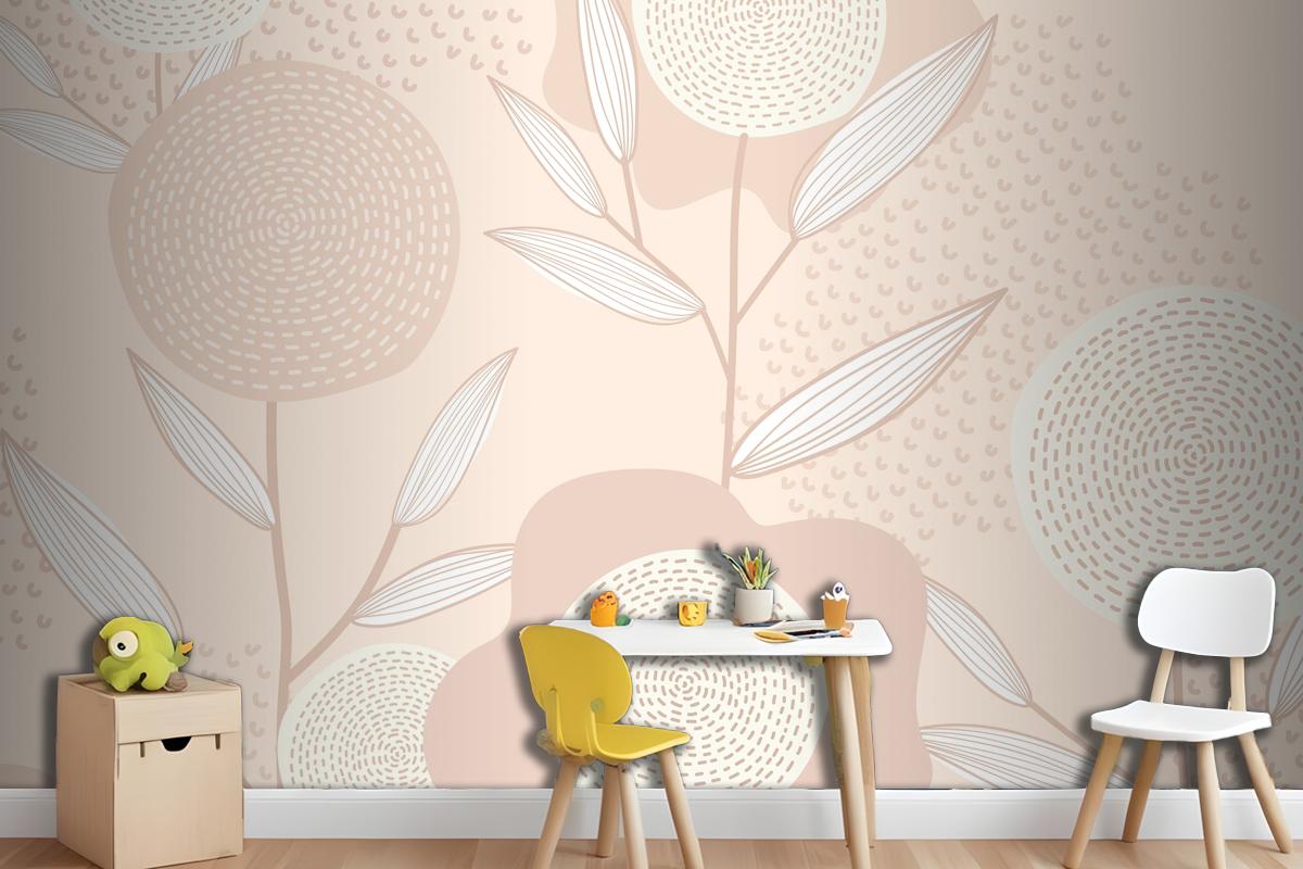 Feminine Floral Patterned Vector Background In Pink Wallpaper Mural