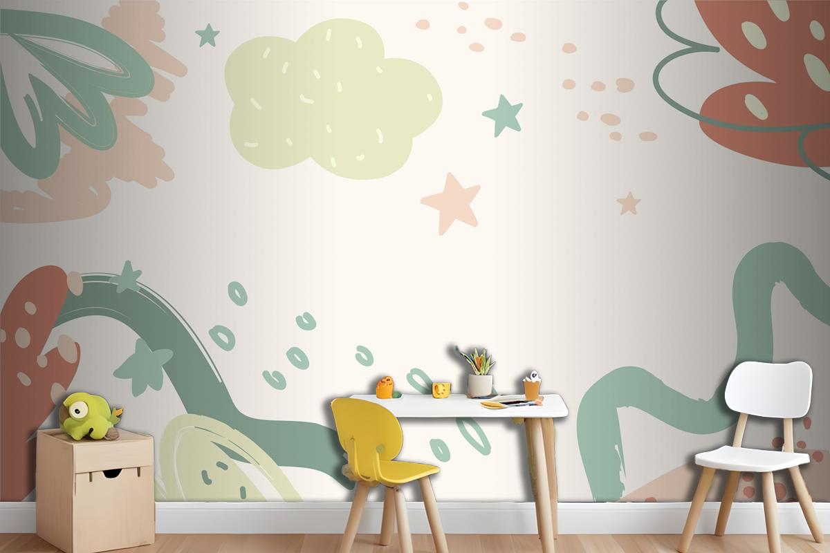 Flat Design Baby Shower Template Wallpaper Mural