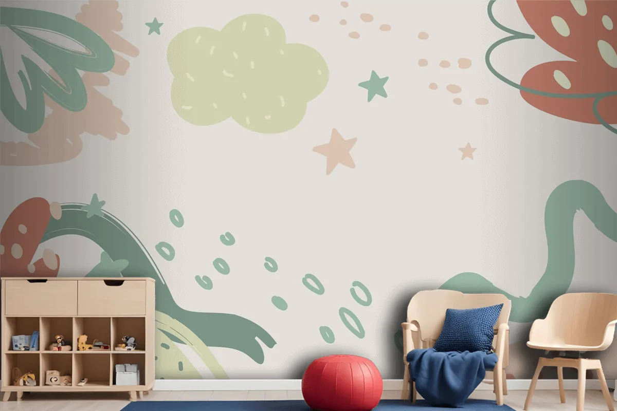 Flat Design Baby Shower Template Wallpaper Mural