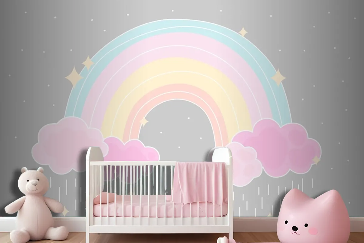 Flat Style Colorful Rainbow Wallpaper Mural