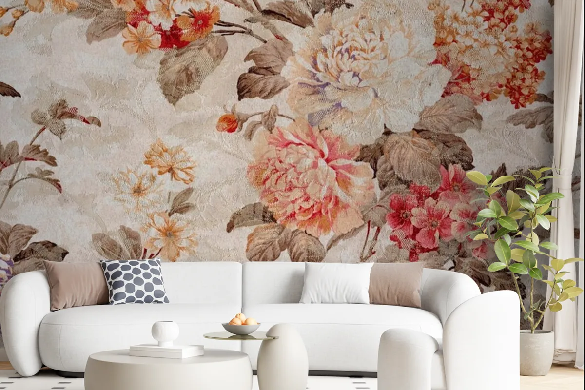 Floral Pattern Fabric Texture Wallpaper Mural