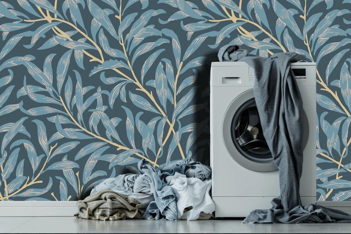 Floral Pattern Design Laundry Room Wallpaper Mural