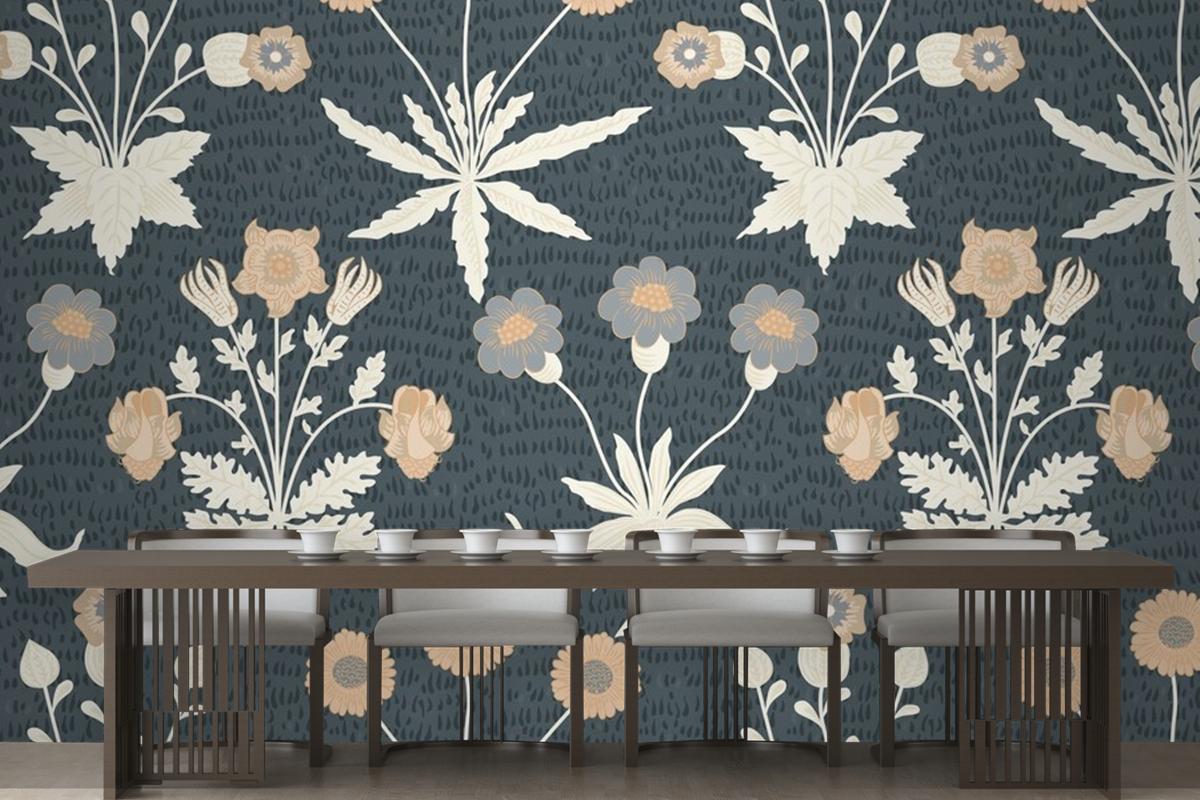 Floral Pattern Dining Room Wallpaper Mural