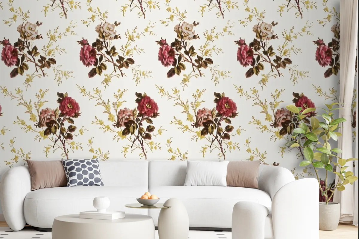 Floral Vintage Style Seamless Pattern Wallpaper Mural