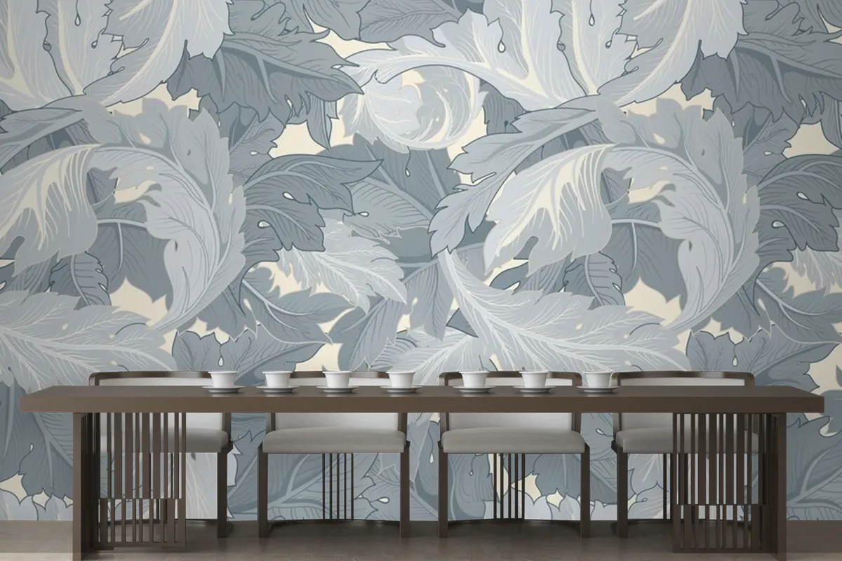 Flower Pattern Dining Room Wallpaper Mural