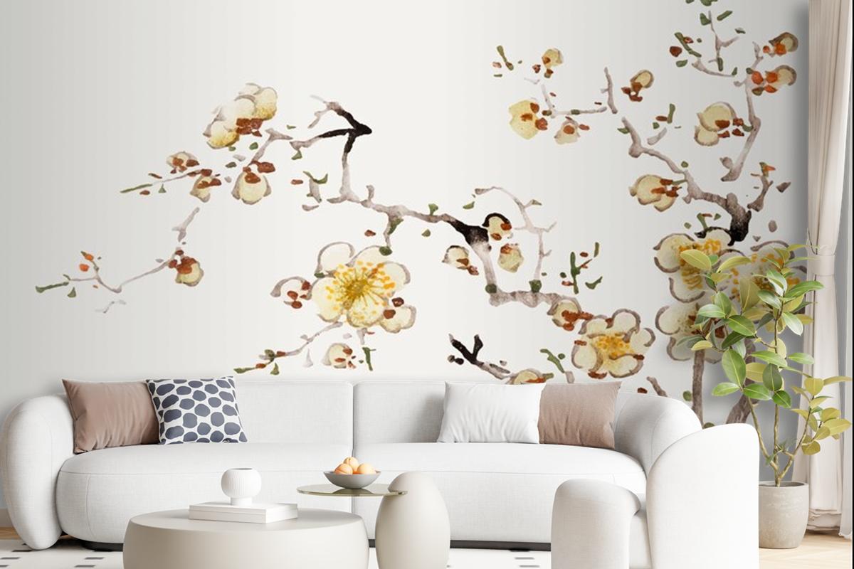 Flower Botanical Art Print Wallpaper Mural