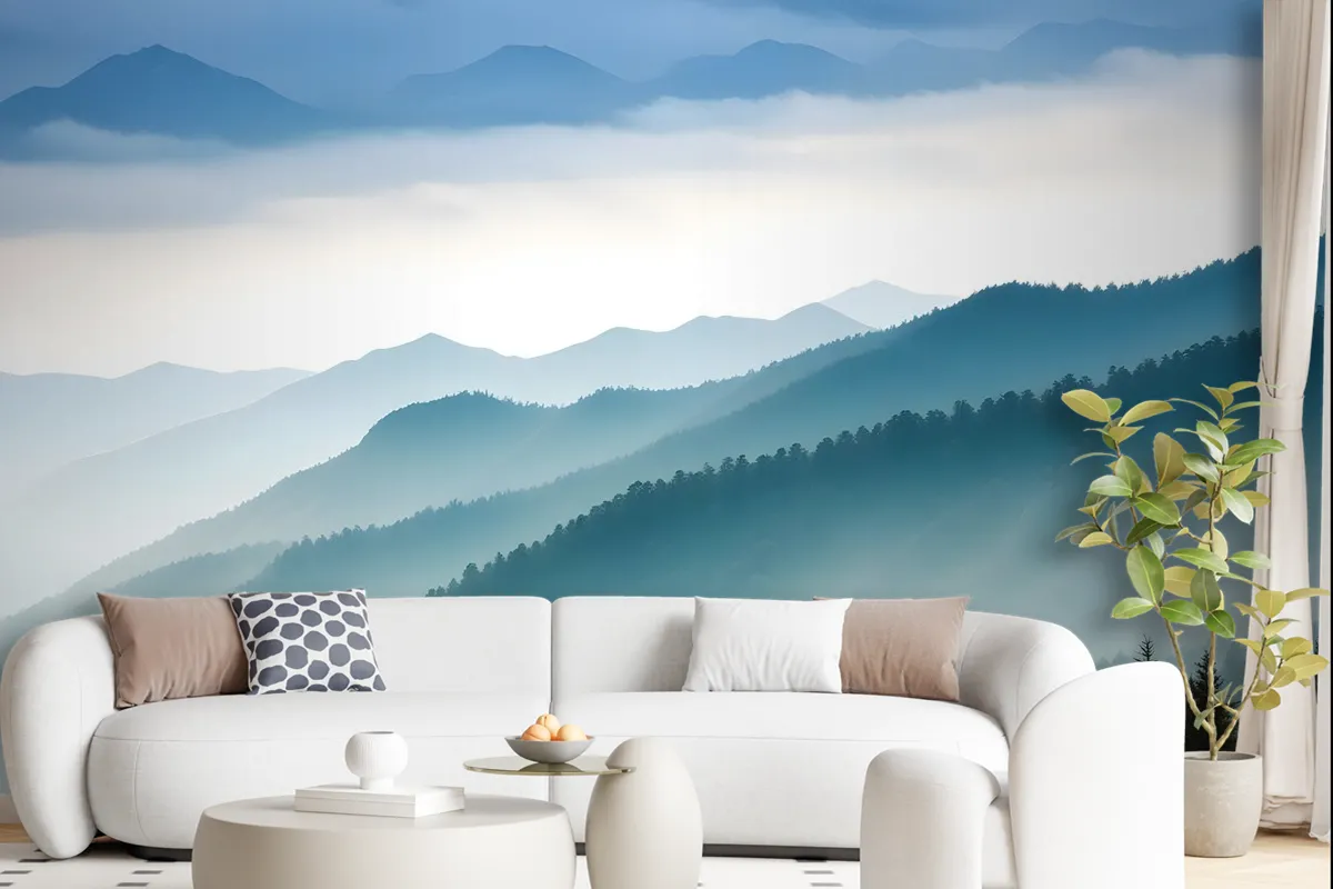 Foggy Mountains Landscape Wallpaper Mural