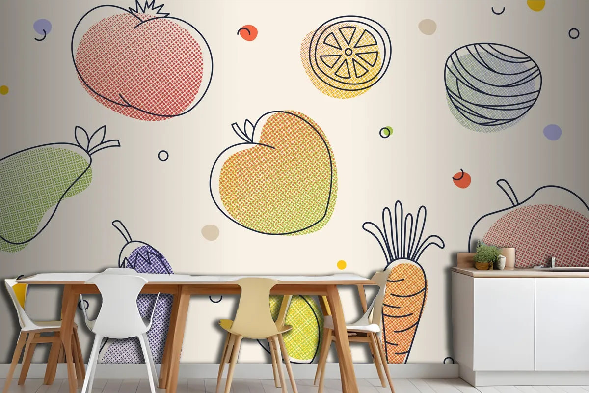 Fruits And Vegetables Kitchen Wallpaper Mural