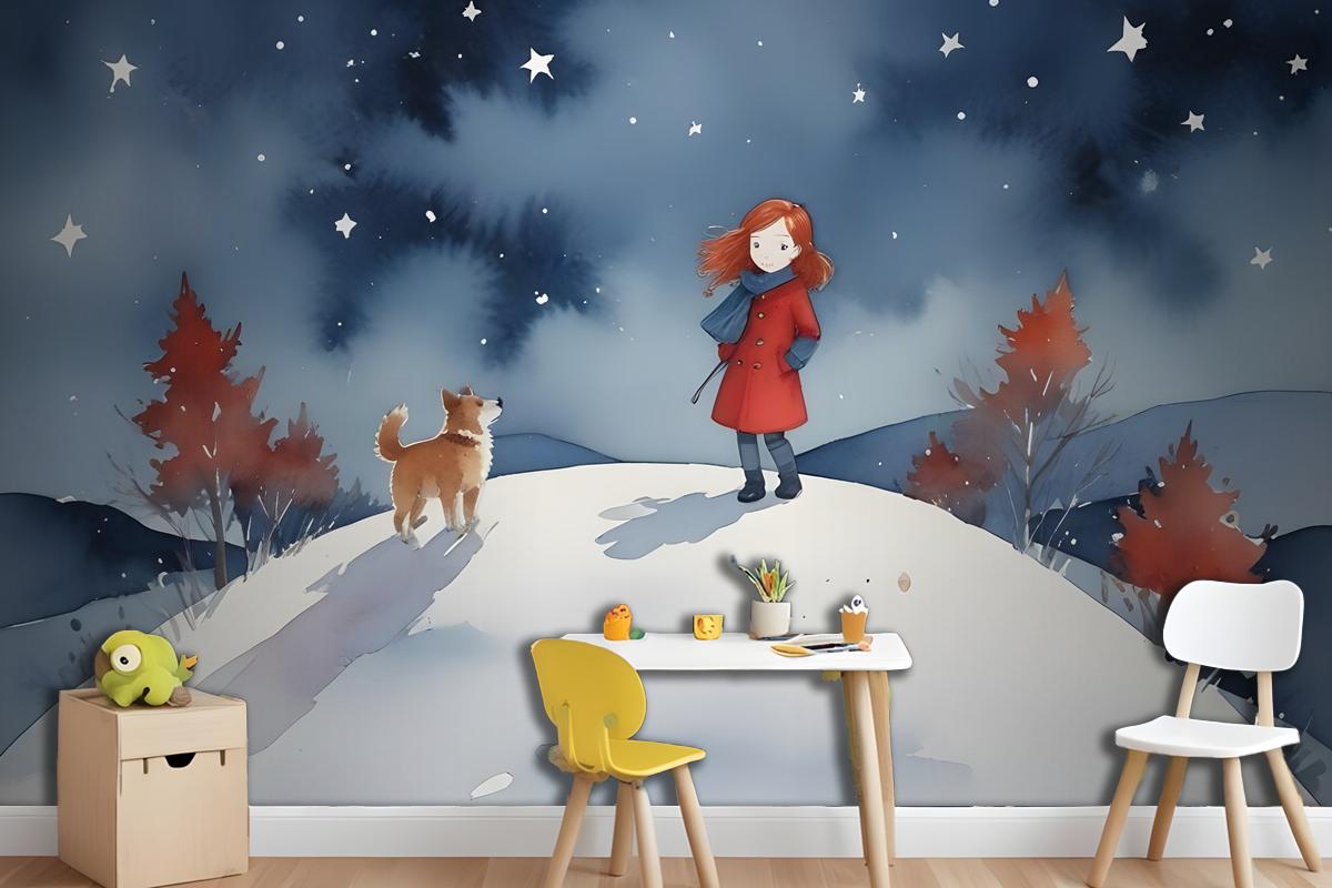 Girls On The Moon Kids Wallpaper Mural