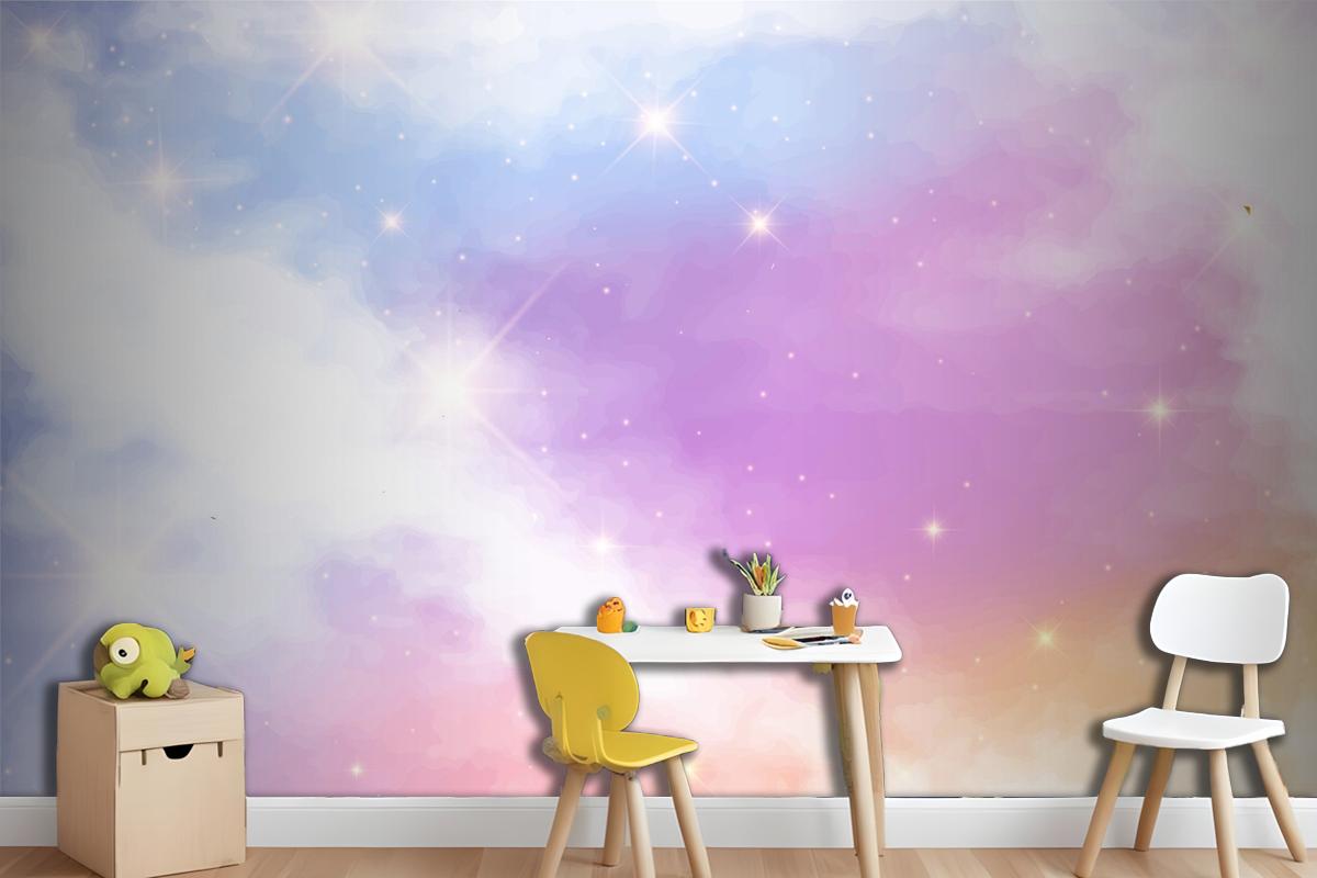 Gradient Pastel Sky Background Girl Wallpaper Mural