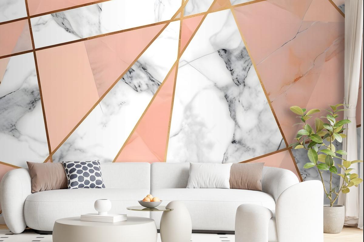 Gray Pink Marble Pattern Wallpaper Mural