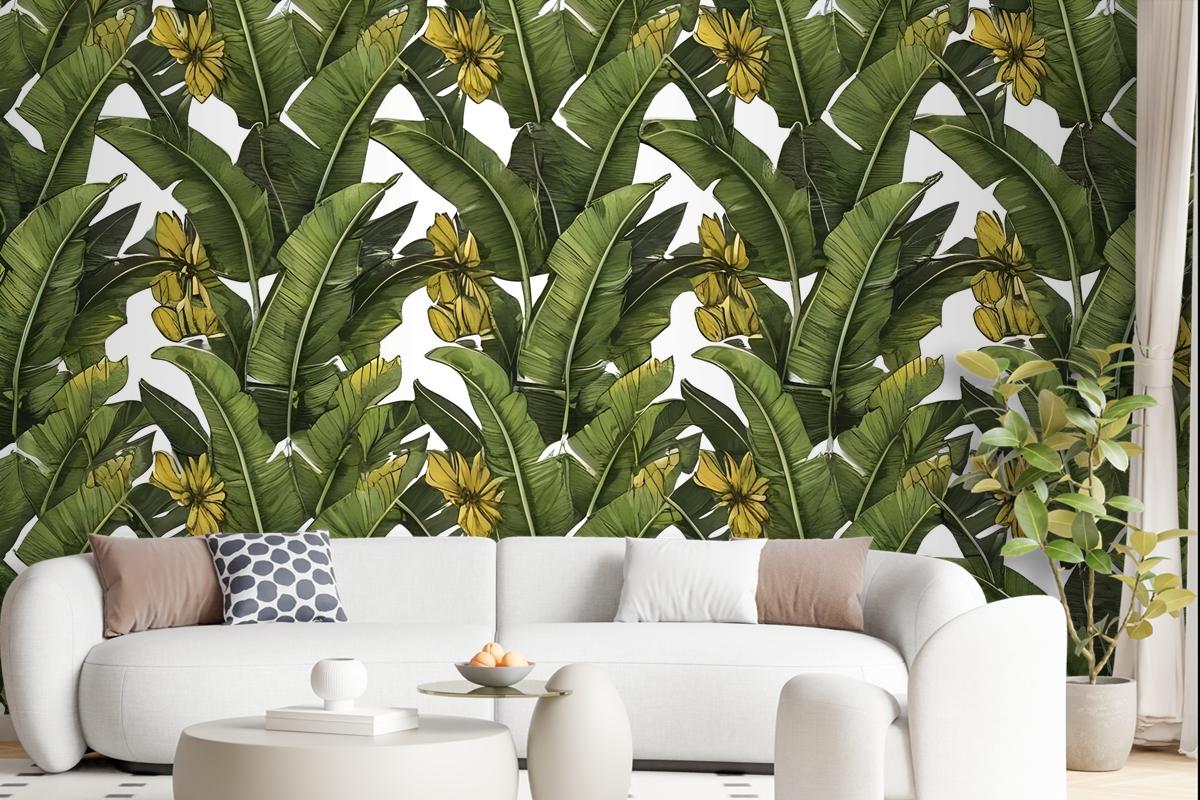 Green Banana Leaves Wallpaper Mural