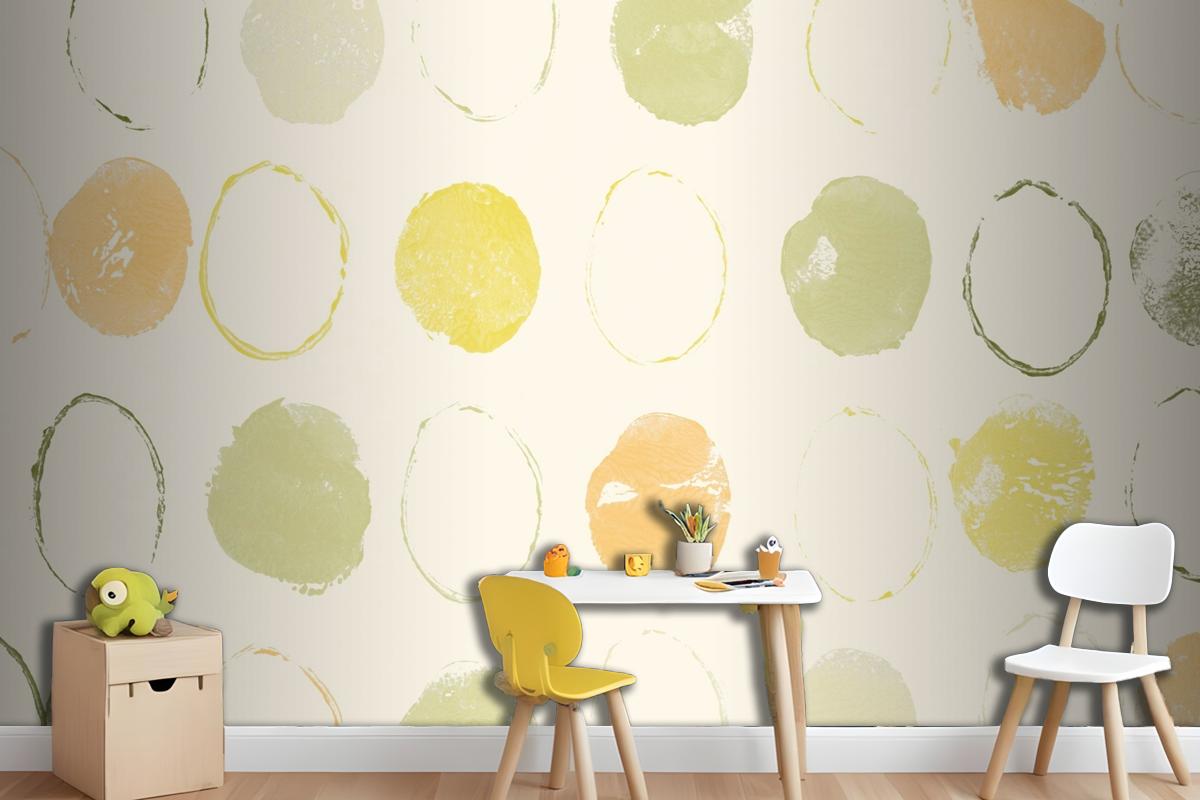 Green Circle Pattern Background Handmade Prints Wallpaper Mural