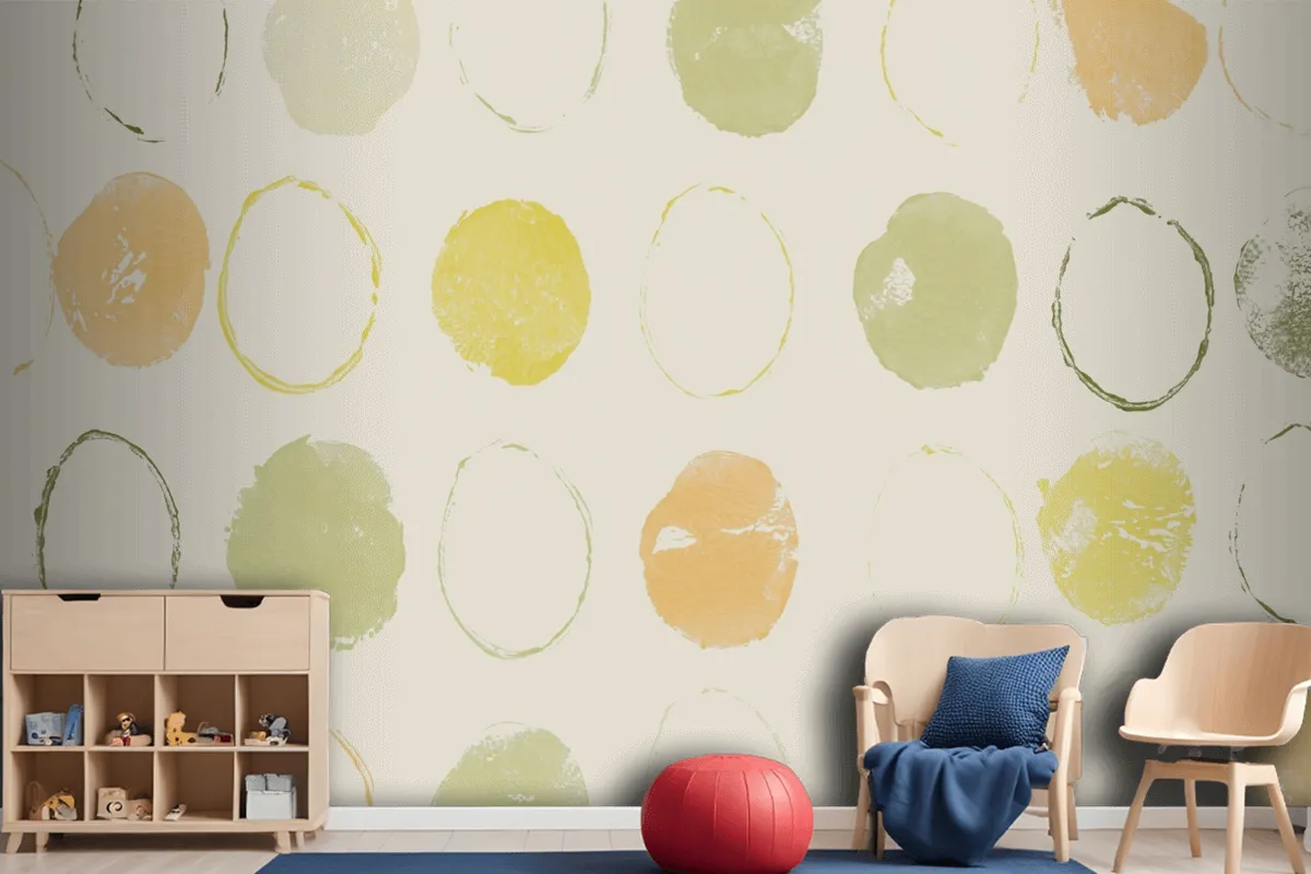 Green Circle Pattern Background Handmade Prints Wallpaper Mural