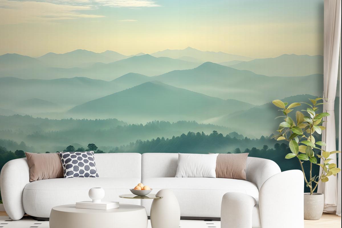 Green Mountain Silhouette Wallpaper Mural